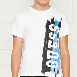 NWT Guess Eco Boy's T-Shirt White And Blue Graphic Logo 12